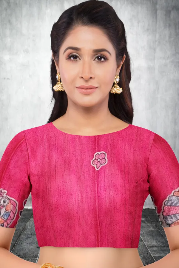 Pink_Madhubani_Cotton_Silk_Printed_Saree