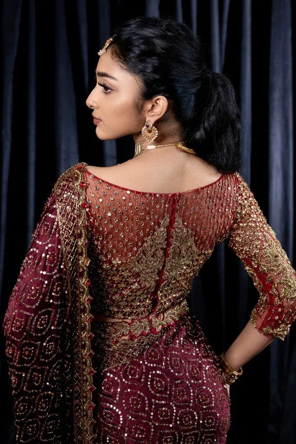 Magenta_Maroon_Silk_Georgette_Sequins_Work_With_Embroidered_Designer_Saree