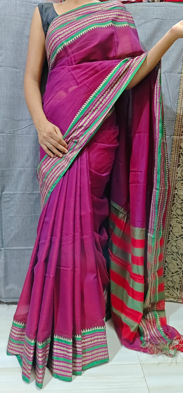 Magenta_Orissa_Pattern_Narayanpeth_Pure_Cotton_saree