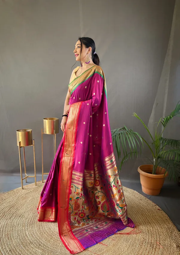 Magenta_Pink_Paithani_Silk_Woven_Saree