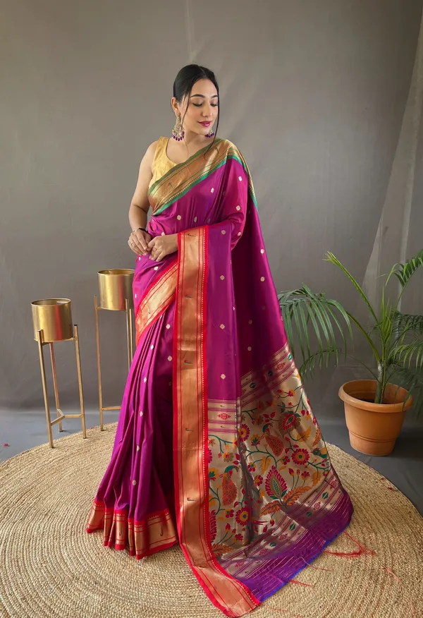 Magenta_Pink_Paithani_Silk_Woven_Saree