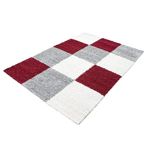 4_x_6_Feet_Maroon_Chess_Box_Design_Non_Shedding_Shaggy_Carpets