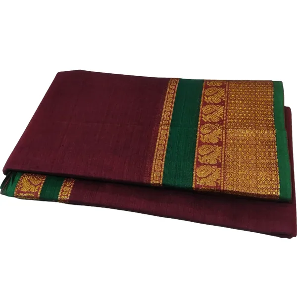 Maroon_Handloom_Plain_Narayanpet_Cotton_saree