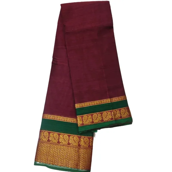 Maroon_Handloom_Plain_Narayanpet_Cotton_saree