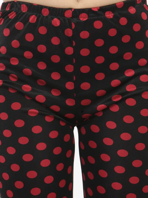 Maroon_Satin_Polka_Print_Pyjama_Set_Nightsuit_For_Women