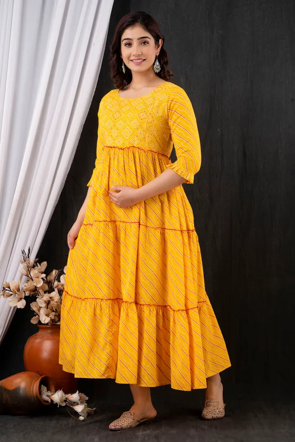 Maternity_Cotton_Printed_Feeding_Yellow_Dress