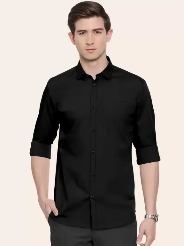 Men_Regular_Fit_Solid_Slim_Collar_Casual_Black_Shirt
