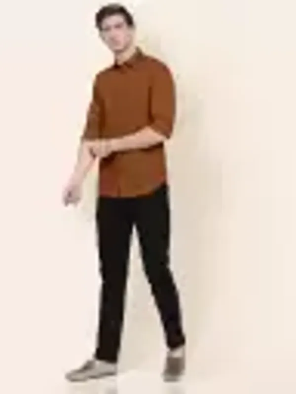 Men_Regular_Fit_Solid_Slim_Collar_Casual_Copper_Brown_Shirt