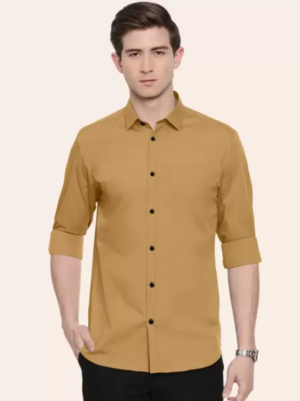 Men_Regular_Fit_Solid_Slim_Collar_Casual_Khakhi_Brown_Shirt