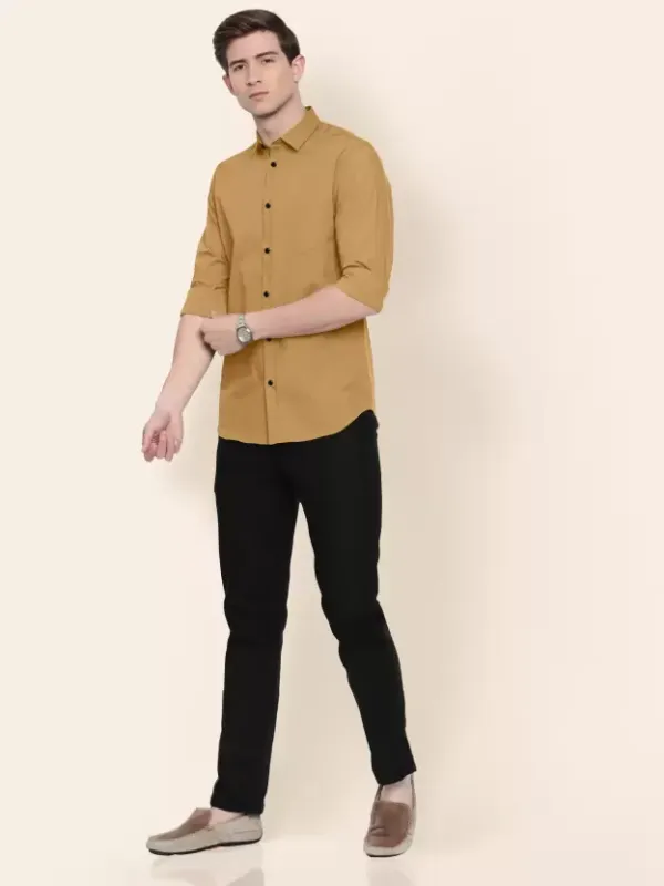 Men_Regular_Fit_Solid_Slim_Collar_Casual_Khakhi_Brown_Shirt