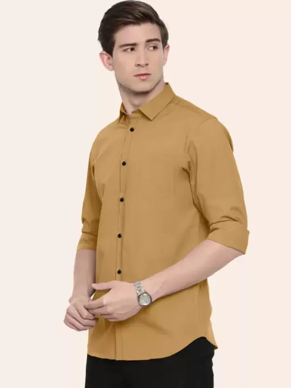 Men_Regular_Fit_Solid_Slim_Collar_Casual_Khakhi_Brown_Shirt