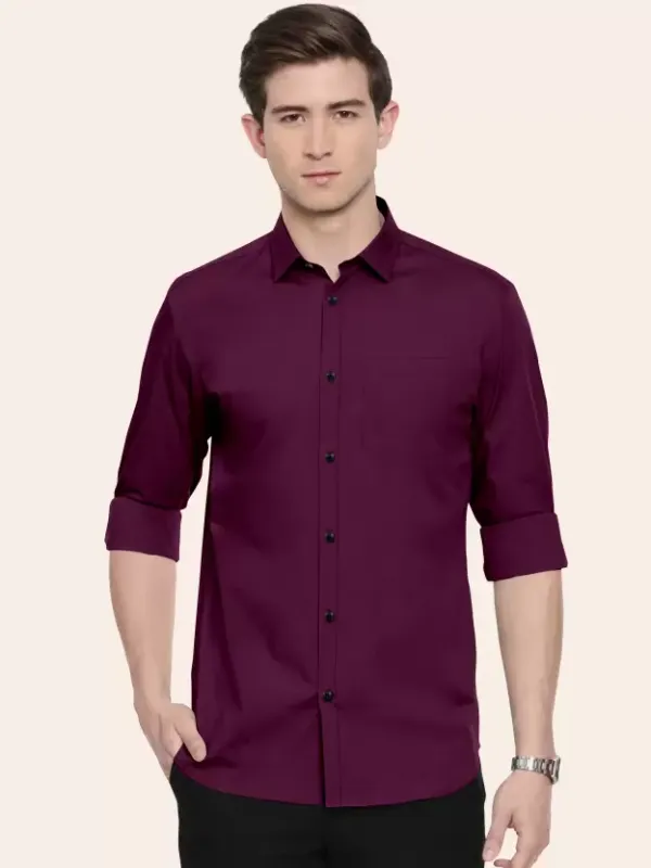 Men_Regular_Fit_Solid_Slim_Collar_Casual_Maroon_Red_Shirt