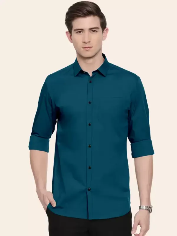 Men_Regular_Fit_Solid_Slim_Collar_Casual_Peacock_Blue_Shirt