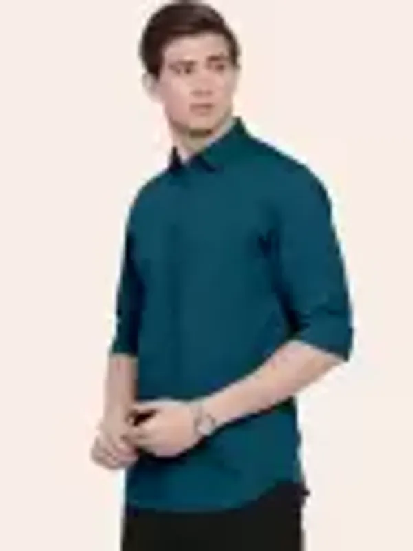 Men_Regular_Fit_Solid_Slim_Collar_Casual_Peacock_Blue_Shirt