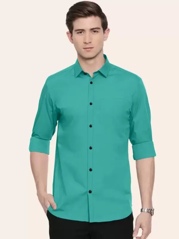 Men_Regular_Fit_Solid_Slim_Collar_Casual_Sea_Green_Shirt
