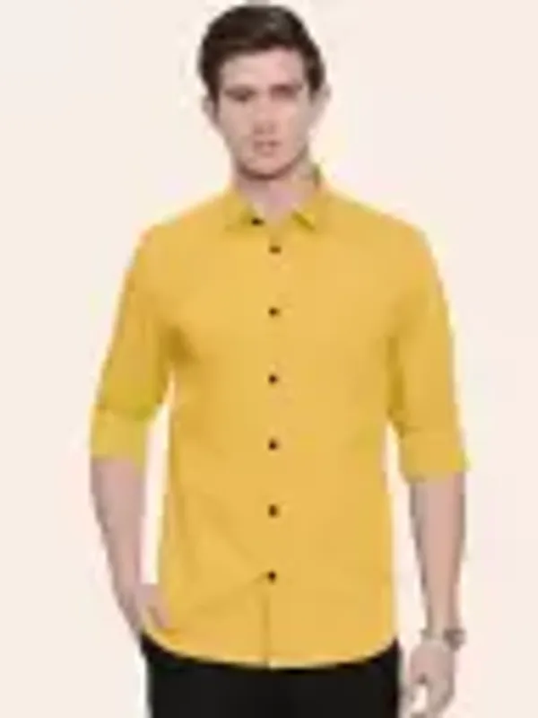 Men_Regular_Fit_Solid_Slim_Collar_Casual_Yellow_Shirt