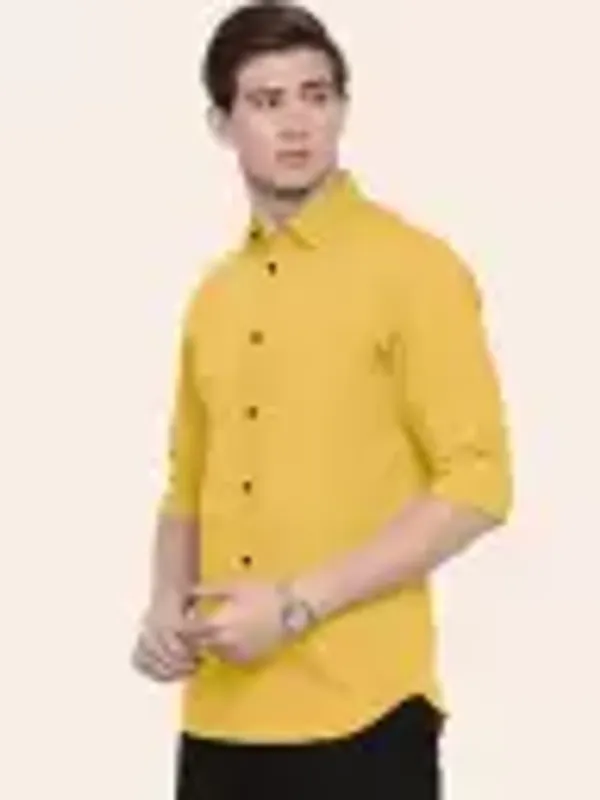 Men_Regular_Fit_Solid_Slim_Collar_Casual_Yellow_Shirt