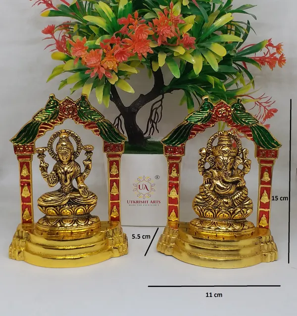 Gold_Plated_Metal_Handcrafted_Laxmi_Ganesh_Statue_Decorative_Showpiece