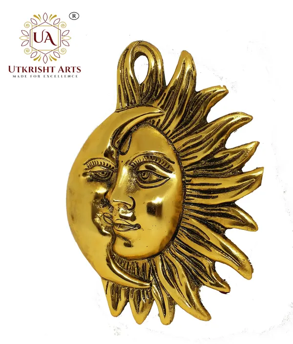 Gold_Plated_Metal_Handcrafted_Wall_Hanging_Half_Surya_(Sun)_and_chandrama_(Moon)_face_Decorative_Showpiece_for_Home_&_Office_Gifting_(16.5X3X21_cm,_Gold)