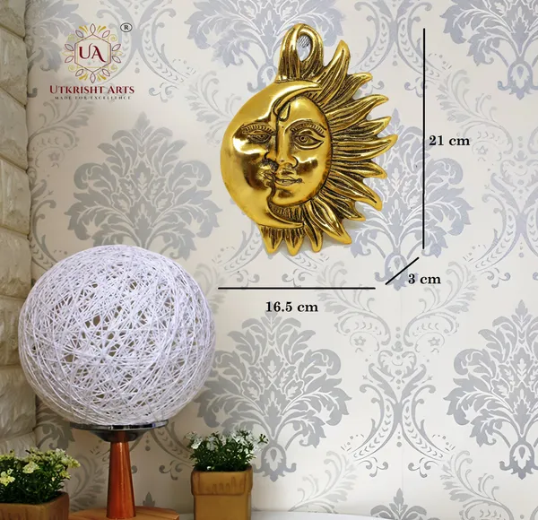 Gold_Plated_Metal_Handcrafted_Wall_Hanging_Half_Surya_(Sun)_and_chandrama_(Moon)_face_Decorative_Showpiece_for_Home_&_Office_Gifting_(16.5X3X21_cm,_Gold)
