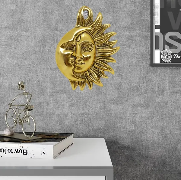 Gold_Plated_Metal_Handcrafted_Wall_Hanging_Half_Surya_(Sun)_and_chandrama_(Moon)_face_Decorative_Showpiece_for_Home_&_Office_Gifting_(16.5X3X21_cm,_Gold)