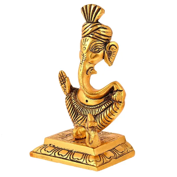 Metal_Lord_Pagdi__Ganesha_Statue--Ganesha_Reading_Ramanaya_Idol_Hindu_Gold_Sitting
