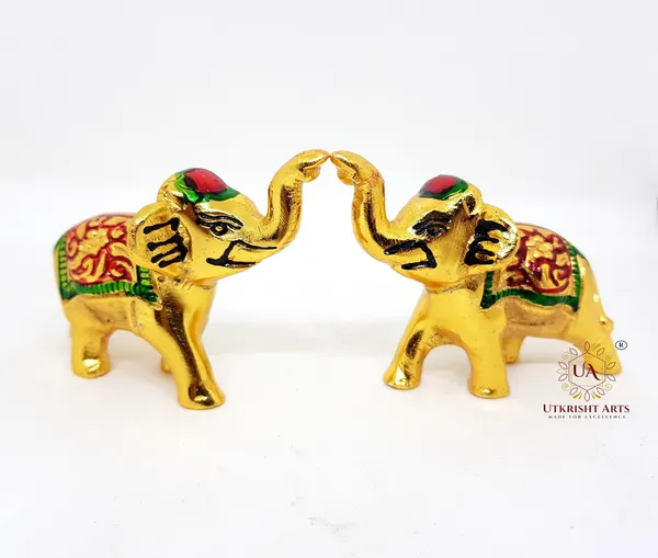 Gold_Plated_Metal_Trunk_Up_Colour_Elephant_Statues_Set_of_2_-_Lucky_Figurine-_Home_Decor_Gifts_Item_Decorative_Showpece(Multicolor)