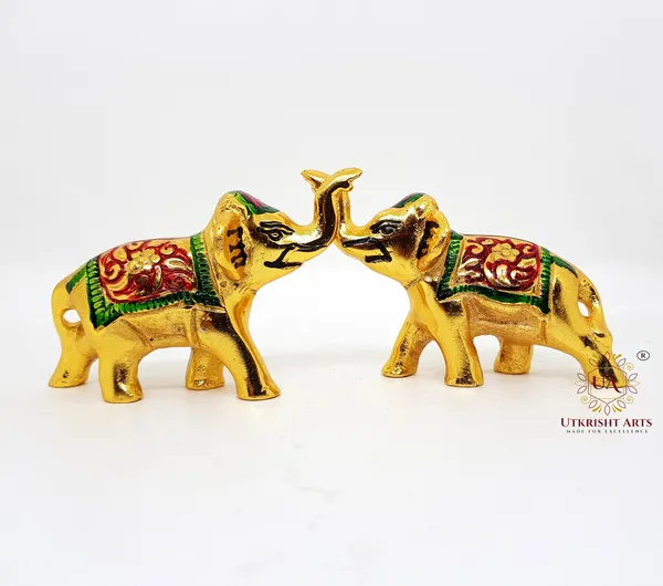 Gold_Plated_Metal_Trunk_Up_Colour_Elephant_Statues_Set_of_2_-_Lucky_Figurine-_Home_Decor_Gifts_Item_Decorative_Showpece(Multicolor)