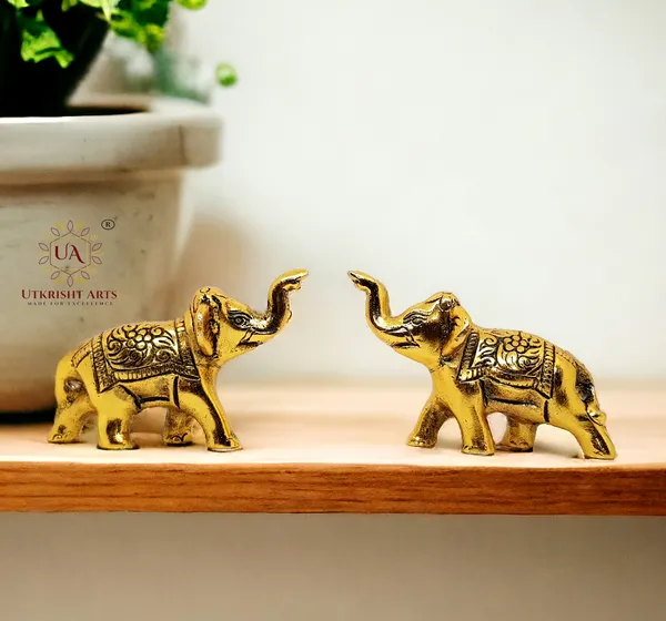 Gold_Plated_Metal_Trunk_Up_Elephant_Statues_Set_of_2_-_Lucky_Figurine-_Home_Decor_Gifts_Item_Decorative_Showpece_(Gold)
