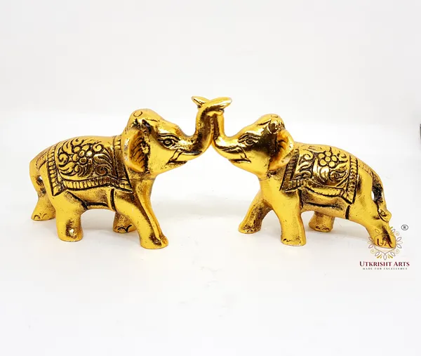 Gold_Plated_Metal_Trunk_Up_Elephant_Statues_Set_of_2_-_Lucky_Figurine-_Home_Decor_Gifts_Item_Decorative_Showpece_(Gold)