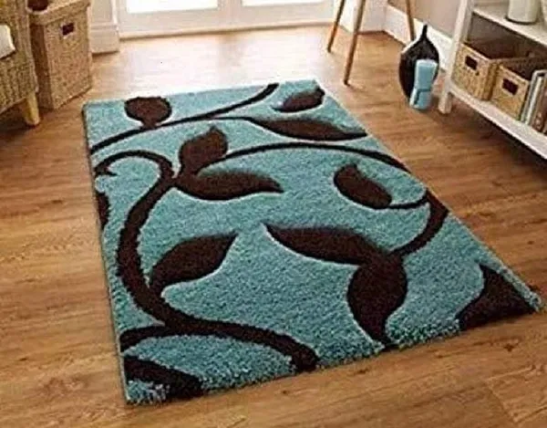 MicroFiber_3D_Cut_Soft_Shaggy_Area_Rug/_Carpet_for_Bedroom,_Hall,_Kitchen,_Bathroom_and_Living_Room_-_Turquoise