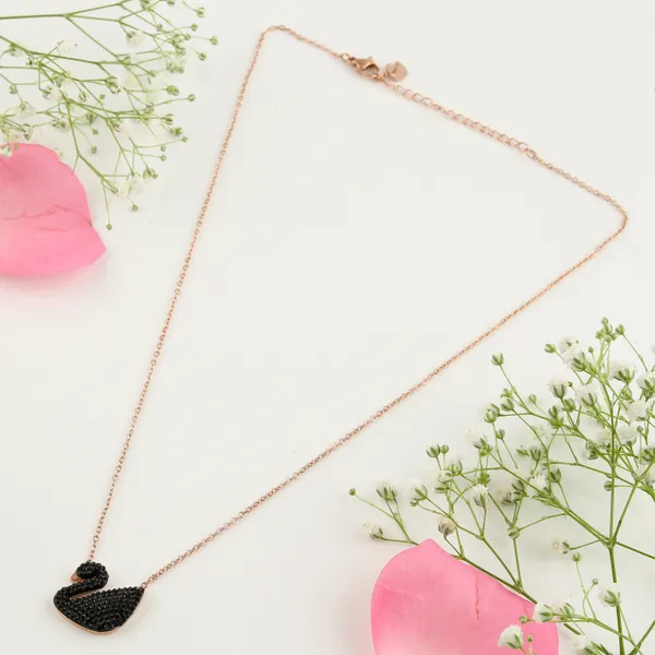 Micro_Rose_Diamond_Beautiful_Black_Duck_Shape_Daily_wear_pendent_and_chain