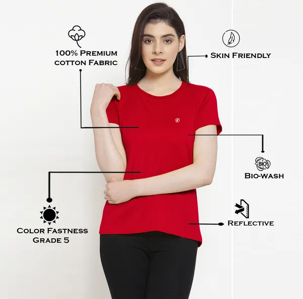 Pack_of_2_White_&_Red_Cotton_Round_Neck_Short_Sleeves_T-Shirt_For_Women