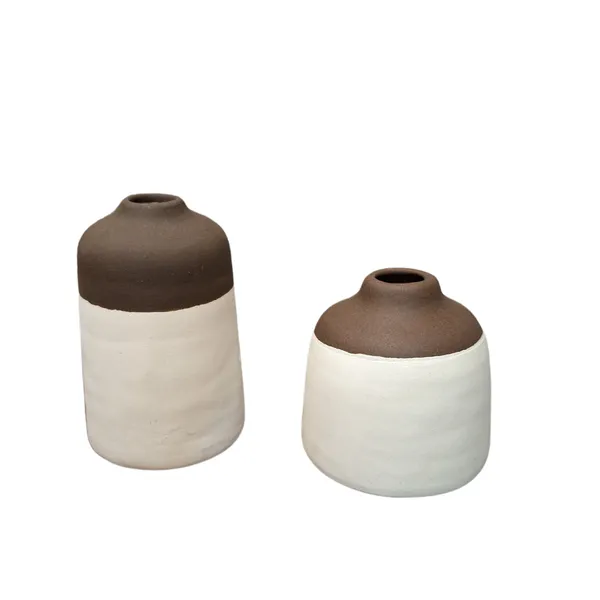Mini_Ceramic_Bud_Vase_Set_Of_2_White_Beidge_Matt_4_Inch