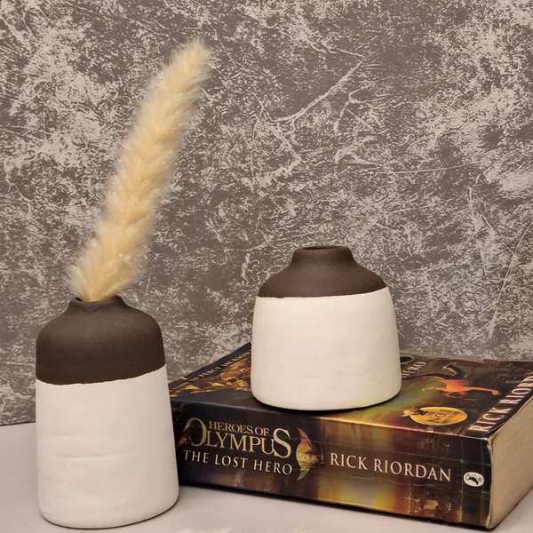 Mini_Ceramic_Bud_Vase_Set_Of_2_White_Beidge_Matt_4_Inch