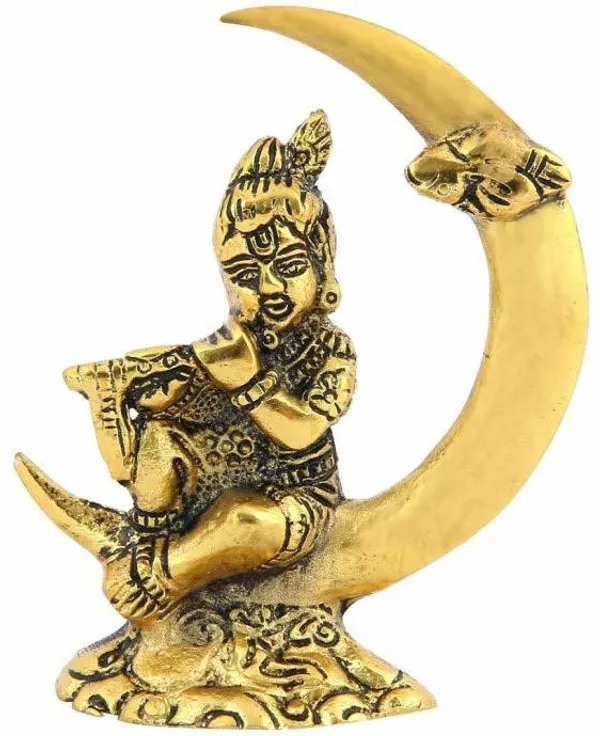 Bal_Krishna_Seated_On_Moon_Shaped_Motif_Metal_Handicrafts_Showpiece_-_4.5_Inches_Decorative_Showpiece_-_11.4_Cm_(Aluminium)