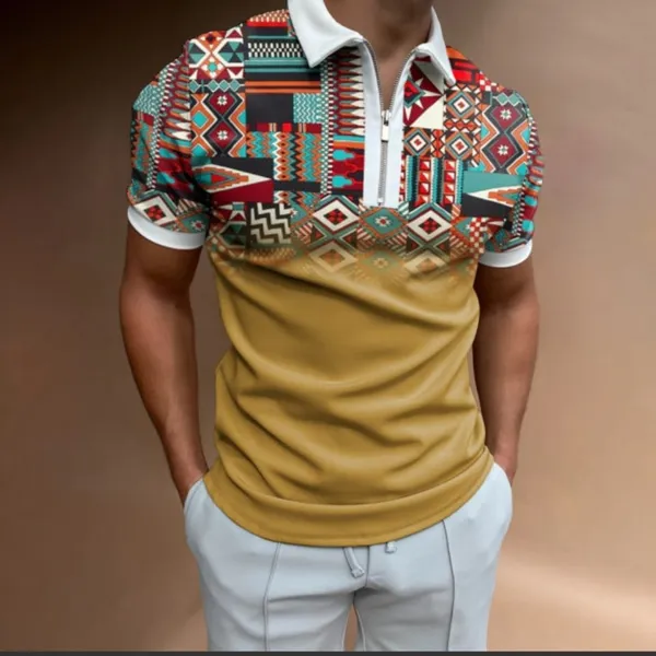 Mustard_Yellow_Cotton_Printed_Spread_Collar_Half_Sleeve_Polo_T-Shirt