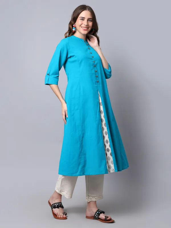 Turquoise_Blue_Cotton_Printed_Cut_Regular_Kurta