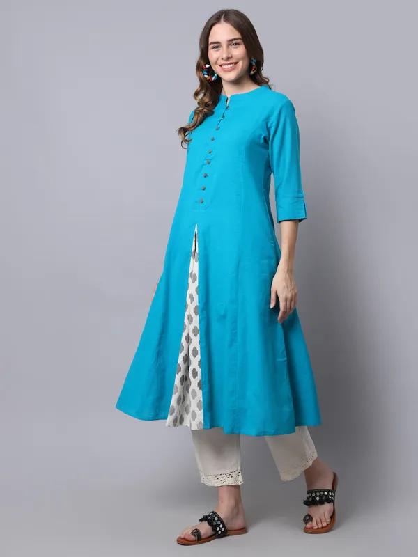 Turquoise_Blue_Cotton_Printed_Cut_Regular_Kurta