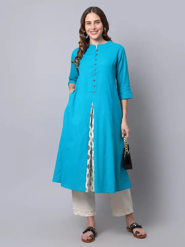 Turquoise_Blue_Cotton_Printed_Cut_Regular_Kurta