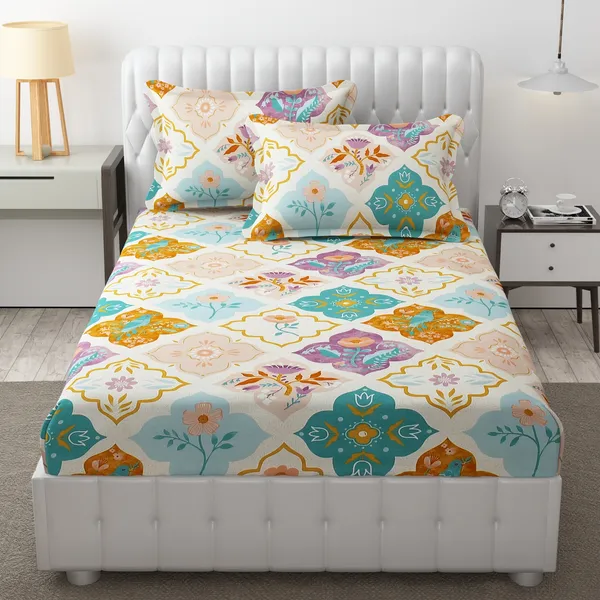 Multi_Damask_Print_Mix_N_Match_Bedsheet_for_Double_Bed_90_x_90_Inch__Print_Mix_N_Match_Bedsheet_for_Double_Bed_90_x_90_Inch