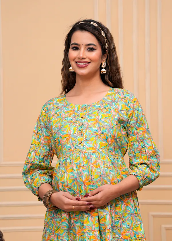 Multi__Cotton_Maternity_And_Feeding_Kurti