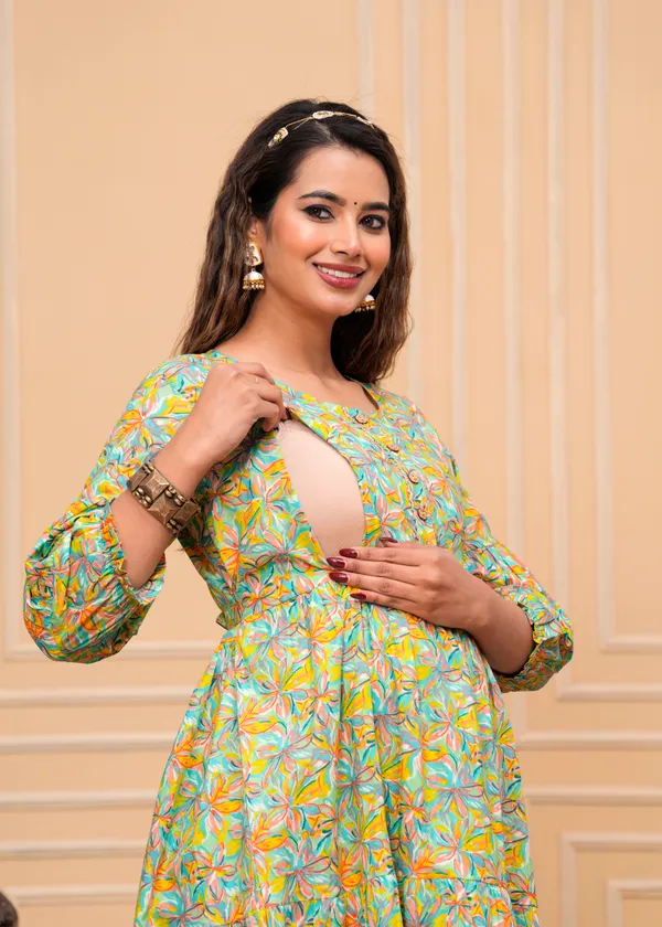 Multi__Cotton_Maternity_And_Feeding_Kurti