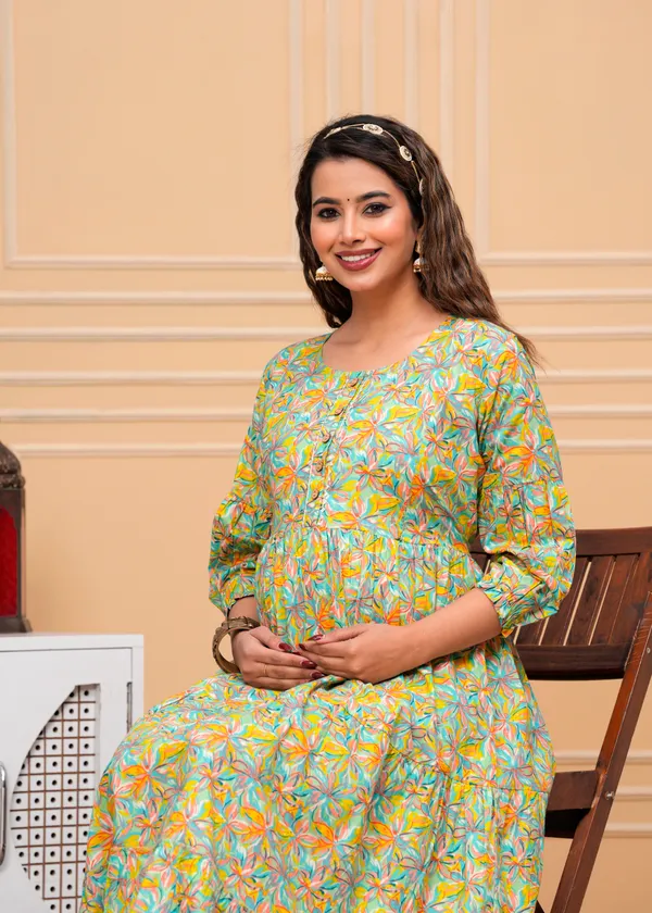 Multi__Cotton_Maternity_And_Feeding_Kurti