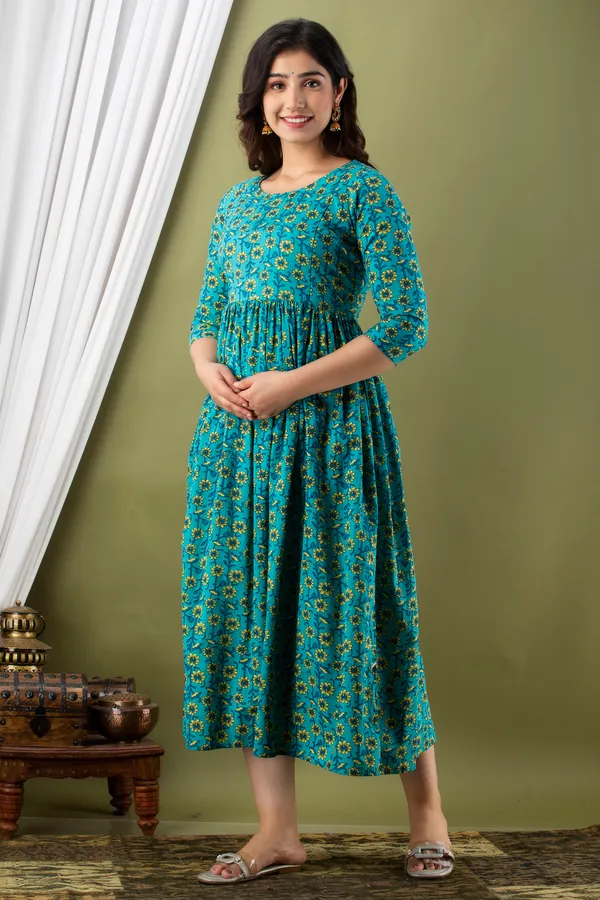 Sanganeri_Multi__Rama_Flower_Maternity_And_Feeding_Kurti