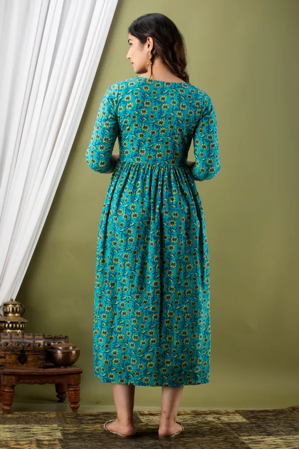 Sanganeri_Multi__Rama_Flower_Maternity_And_Feeding_Kurti