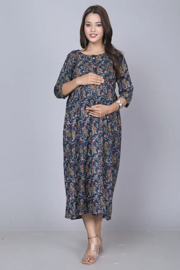 Multi_Blue_Cotton_Maternity_And_Feeding_Kurti