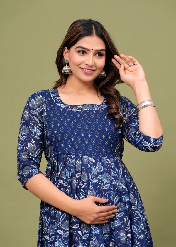 Multi_Blue_Cotton_Maternity_And_Feeding_Kurti