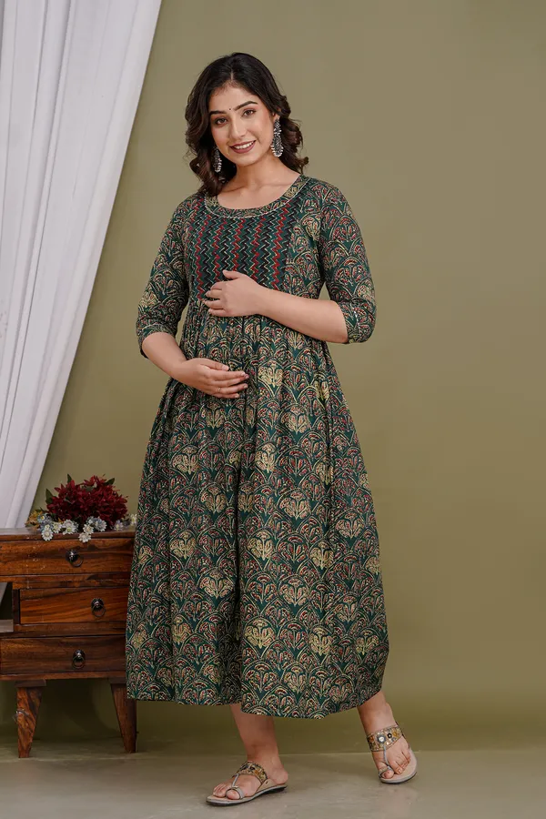 Multi_Brown__Cotton_Maternity_And_Feeding_Kurti