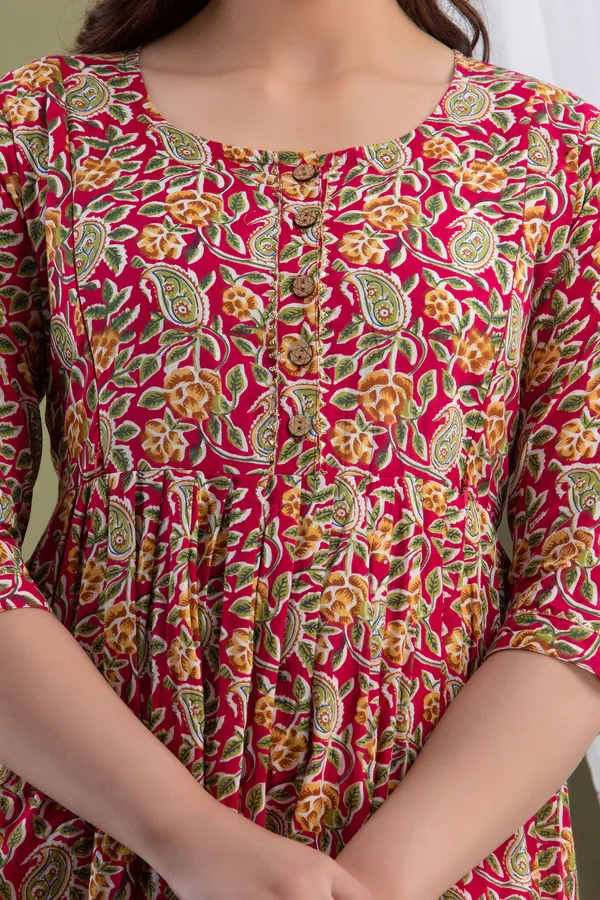 Multi_Floral_Cotton__Maternity_And_Feeding_Kurti